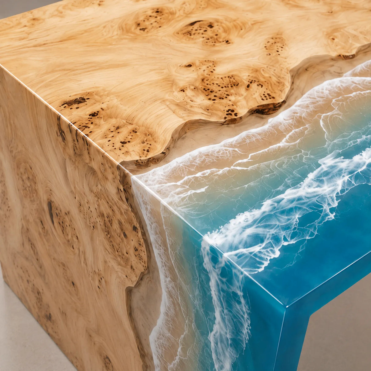 Poplar Ocean Wave Waterfall Dining Table | ECT-376