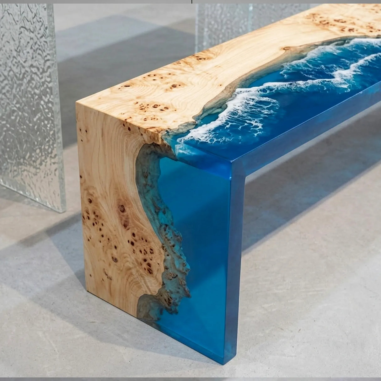 Poplar Ocean Wave Epoxy Resin Dining Table | ECT-379