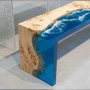 Poplar Ocean Wave Epoxy Resin Dining Table | ECT-379