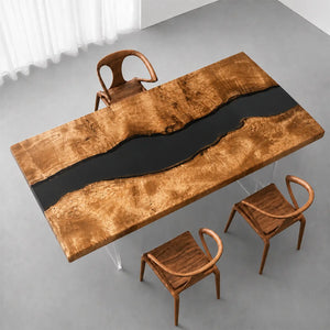 Custom Golden Camphor Black Epoxy Resin Conference Table | ECT-397