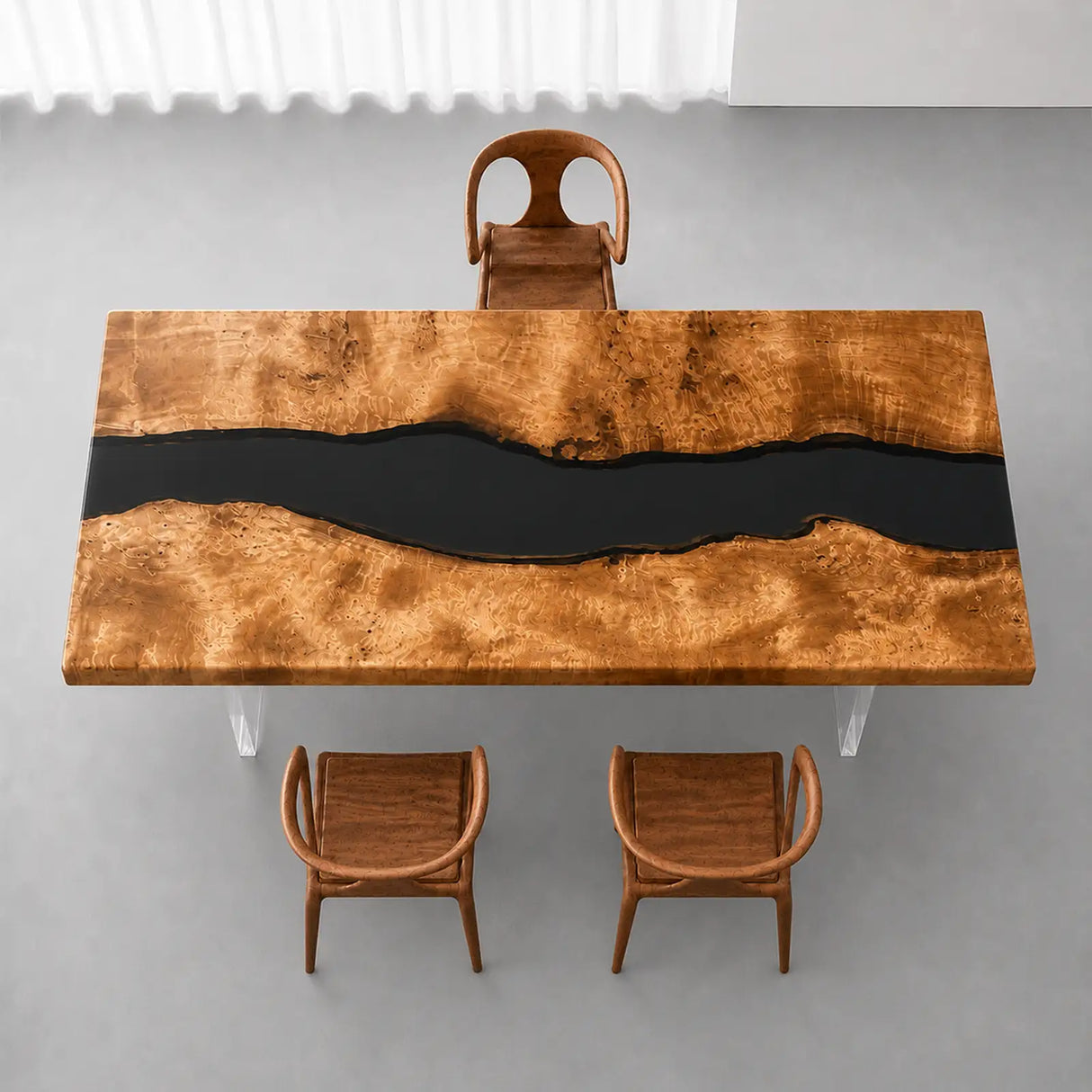 Custom Golden Camphor Black Epoxy Resin Conference Table | ECT-397