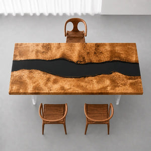 Custom Golden Camphor Black Epoxy Resin Conference Table | ECT-397