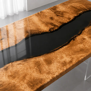 Custom Golden Camphor Black Epoxy Resin Conference Table | ECT-397