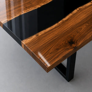 Custom Walnut Black Epoxy Resin Conference Table | ECT-398