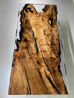 In-Stock Fir Wood Clear Epoxy Resin Dining Table 48" × 108"