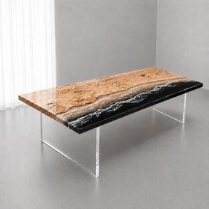 Custom Poplar Ocean Wave Epoxy Resin Conference Table | ECT-393