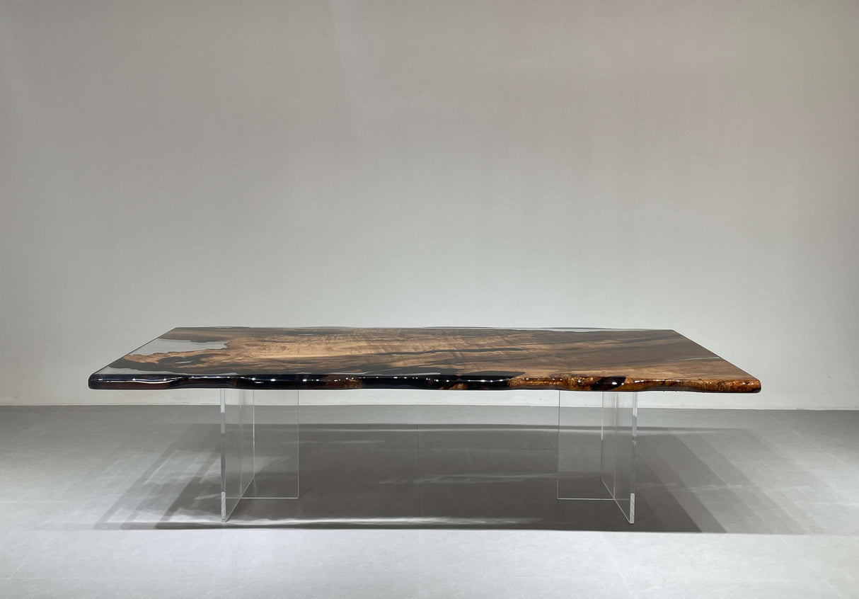 In-Stock Fir Wood Clear Epoxy Resin Dining Table 48" × 108"