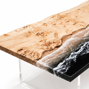 Custom Poplar Ocean Wave Epoxy Resin Conference Table | ECT-393