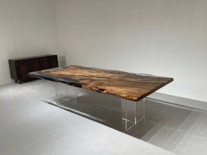In-Stock Fir Wood Clear Epoxy Resin Dining Table 48" × 108"