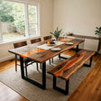 Custom Amber Orange Epoxy Resin Dining Table – 100% Solid Walnut | ECT-336 - Elitecustomtable