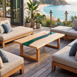 Custom Ash Green Epoxy Resin Patio Coffee Table | ECT-422 - Elitecustomtable