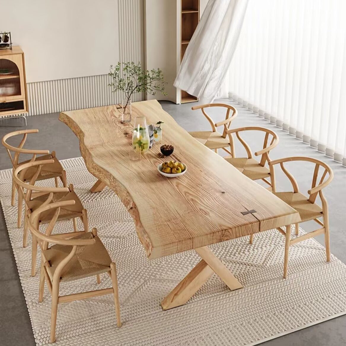 Custom Ash Wood Slab Live Edge Dining Table EWT - 04 - Elitecustomtable