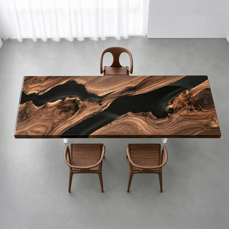 Custom Black Walnut Black Epoxy Resin Conference Table | ECT-408 - Elitecustomtable