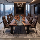 Custom Black Walnut Black Epoxy Resin Conference Table | ECT-409 - Elitecustomtable