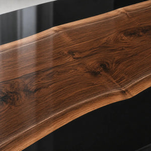 Custom Black Walnut Office Desk with Black Epoxy Resin Straight Edge | ECT-364 - Elitecustomtable