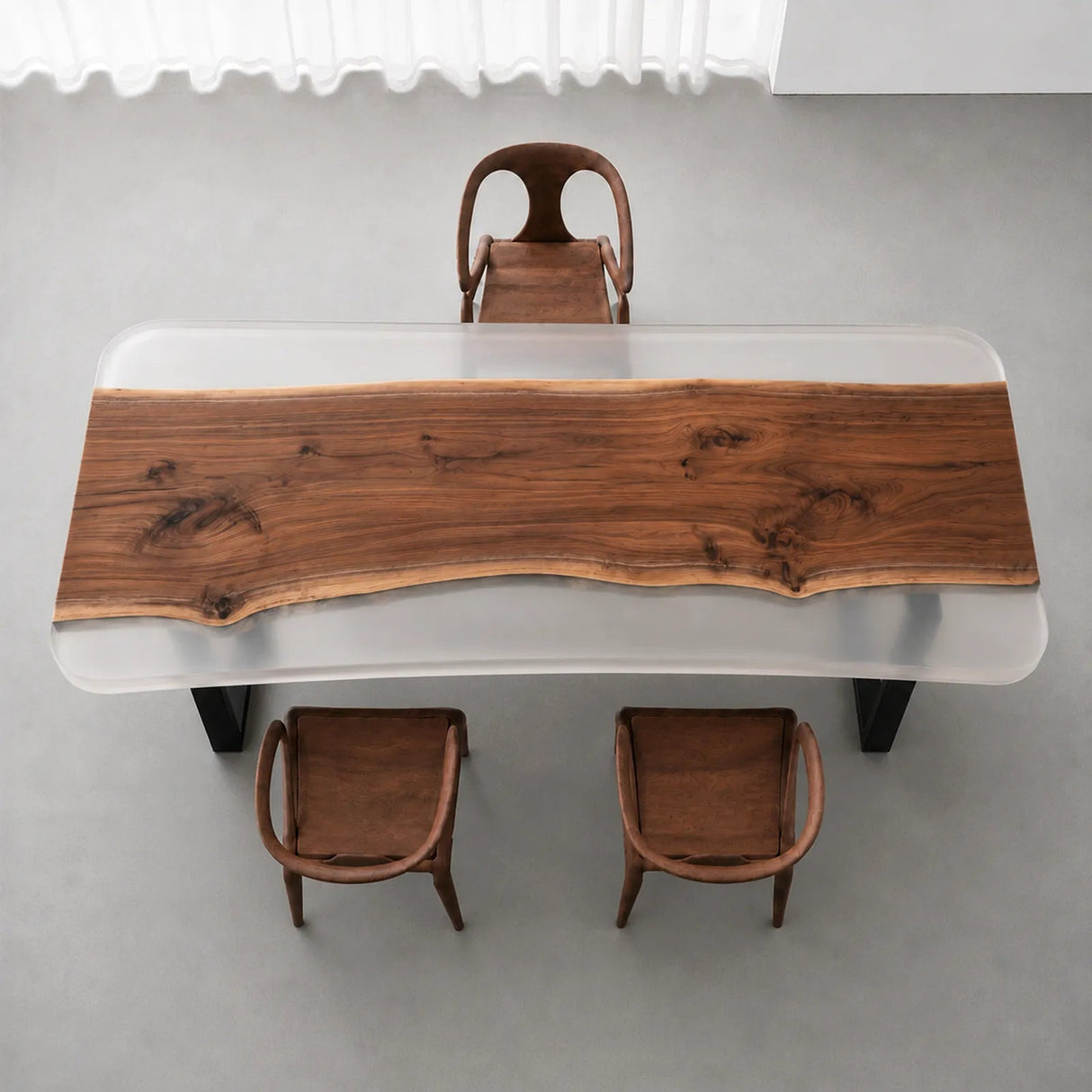 Custom Black Walnut Office Desk with Crystal Clear Epoxy Resin | ECT-367 - Elitecustomtable
