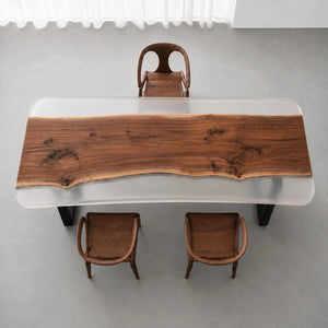 Custom Black Walnut Office Desk with Crystal Clear Epoxy Resin | ECT-367 - Elitecustomtable