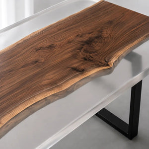 Custom Black Walnut Office Desk with Crystal Clear Epoxy Resin | ECT-367 - Elitecustomtable