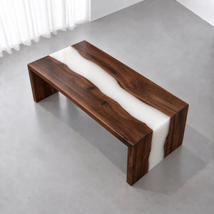 Custom Black Walnut White Epoxy Resin Conference Table | ECT-425 - Elitecustomtable