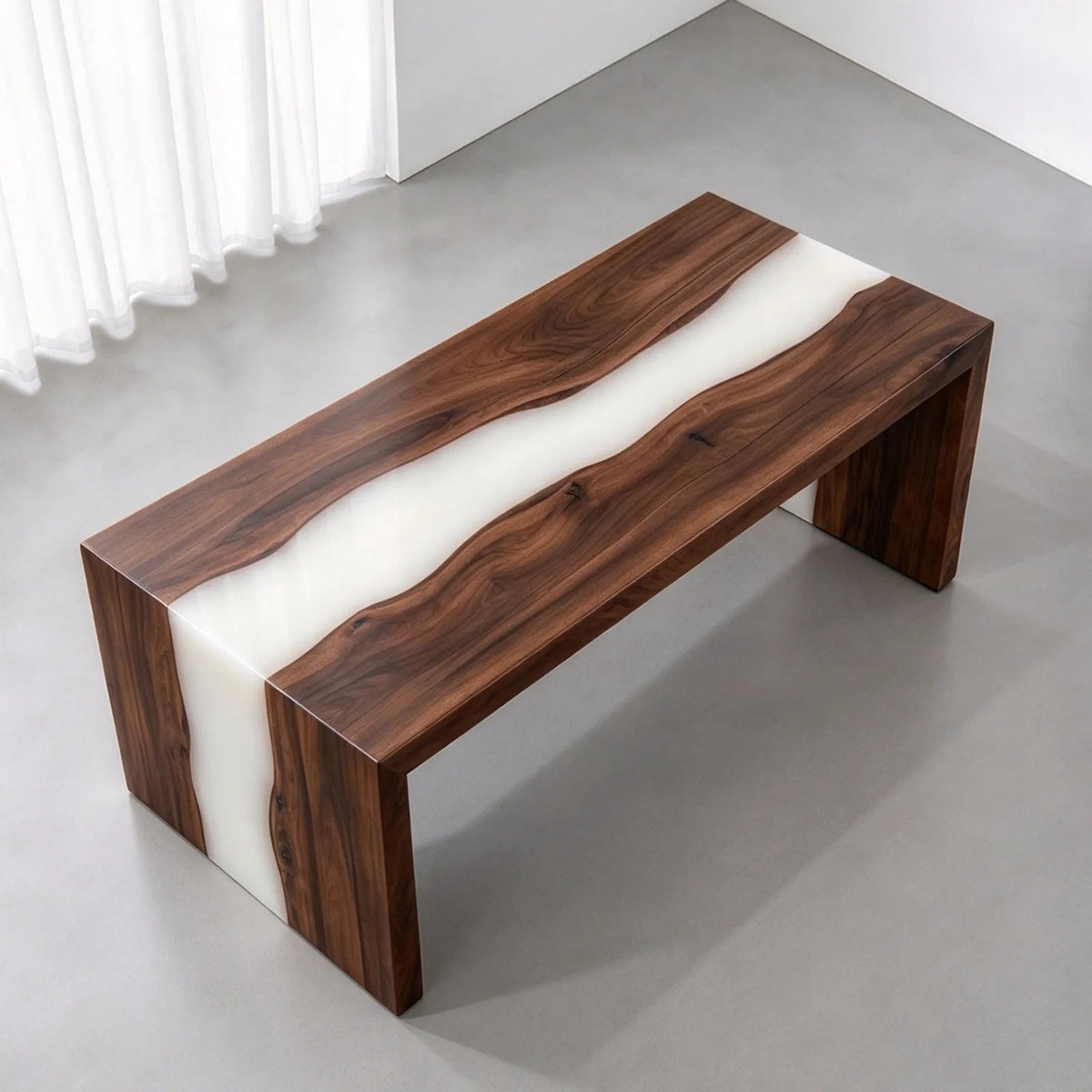 Custom Black Walnut White Epoxy Resin Conference Table | ECT-425 - Elitecustomtable