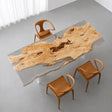 Custom Live Edge Poplar Office Desk with Crystal Clear Epoxy Resin | ECT-365 - Elitecustomtable