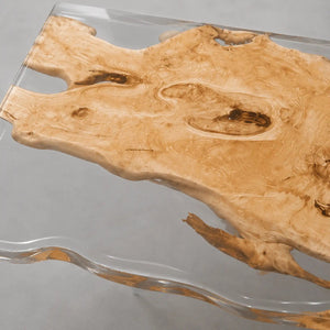 Custom Live Edge Poplar Office Desk with Crystal Clear Epoxy Resin | ECT-365 - Elitecustomtable