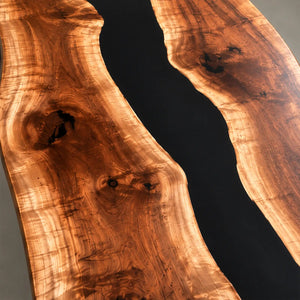 Custom Live Edge Walnut Black Epoxy Resin Conference Table | ECT-402 - Elitecustomtable
