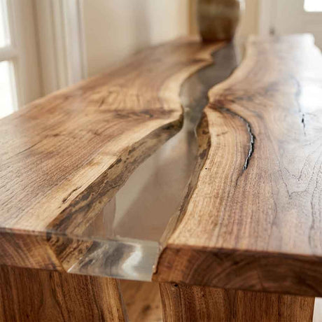 Custom Live Edge Walnut Epoxy Console Table – Solid Wood Entryway Table | ECT-325 - Elitecustomtable