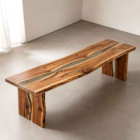 Custom Live Edge Walnut Epoxy Console Table – Solid Wood Entryway Table | ECT-325 - Elitecustomtable