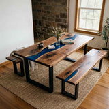 Custom Ocean Epoxy Resin Dining Table – 100% Solid Walnut | ECT-333 - Elitecustomtable