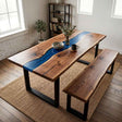 Custom Ocean Epoxy Resin Dining Table – 100% Solid Walnut | ECT-333 - Elitecustomtable