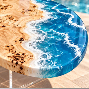 Custom Poplar Ocean Wave Epoxy Patio Table | ECT-421 - Elitecustomtable