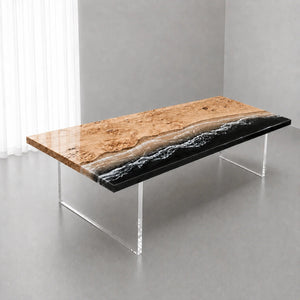 Custom Poplar Ocean Wave Epoxy Resin Conference Table | ECT-393 - Elitecustomtable
