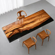 Custom Straight Edge Olive Wood Black Epoxy Resin Conference Table | ECT-401 - Elitecustomtable