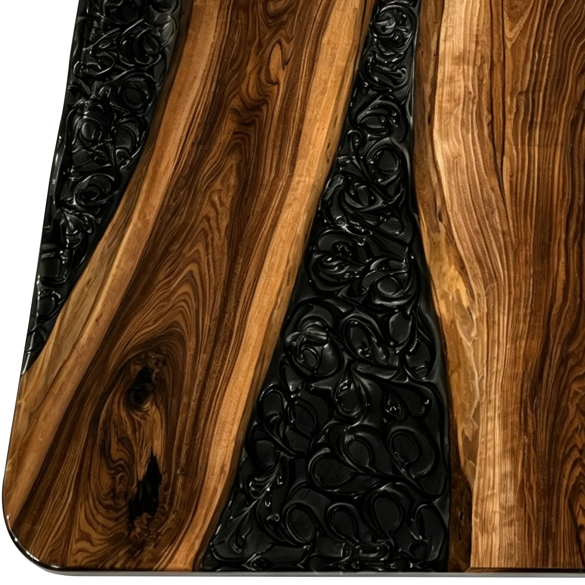 Custom Straight Edge Walnut Black Epoxy Resin Conference Table | ECT-400 - Elitecustomtable