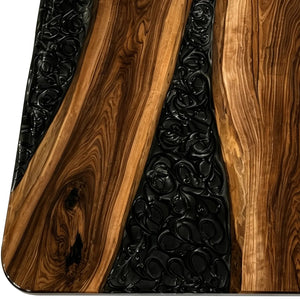 Custom Straight Edge Walnut Black Epoxy Resin Conference Table | ECT-400 - Elitecustomtable
