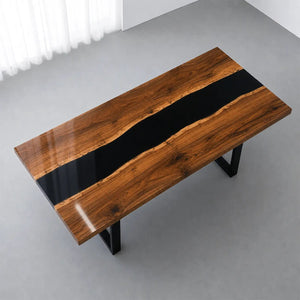 Custom Walnut Black Epoxy Resin Conference Table | ECT-398 - Elitecustomtable