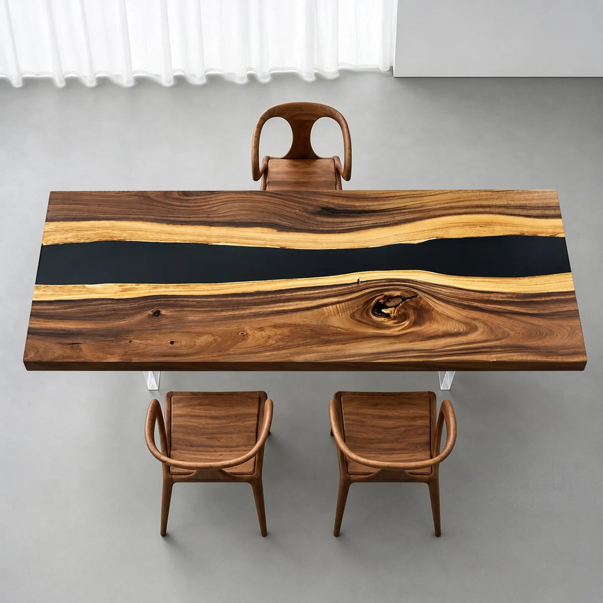 Custom Walnut Black Epoxy Resin Conference Table | ECT-406 - Elitecustomtable