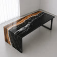 Custom Walnut Black Ocean Wave Epoxy Resin Conference Table | ECT-395 - Elitecustomtable