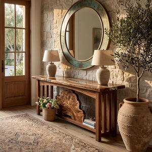 Custom Walnut Clear Epoxy Resin Console Table | ECT-390 - Elitecustomtable
