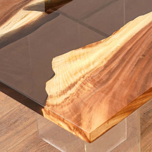 Custom Walnut Wood Amber Epoxy Resin River Dining Table ECT - 58 - Elitecustomtable