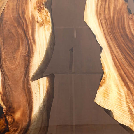 Custom Walnut Wood Amber Epoxy Resin River Dining Table ECT - 58 - Elitecustomtable