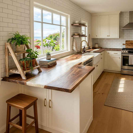 Custom White Epoxy Resin Kitchen Countertop – 100% Solid Walnut | ECT-329 - Elitecustomtable