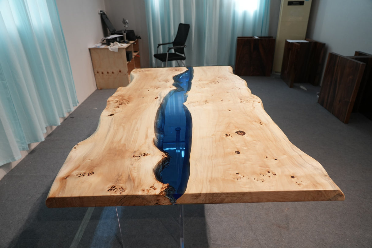 In Stock Poplar Blue Epoxy Resin Dining Table – 72" × 36"