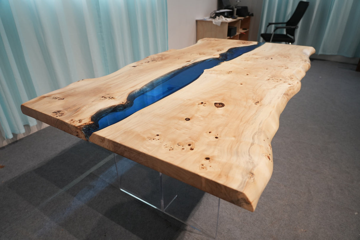 In Stock Poplar Blue Epoxy Resin Dining Table – 72" × 36"