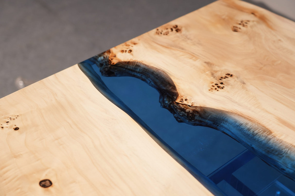 In Stock Poplar Blue Epoxy Resin Dining Table – 72" × 36"
