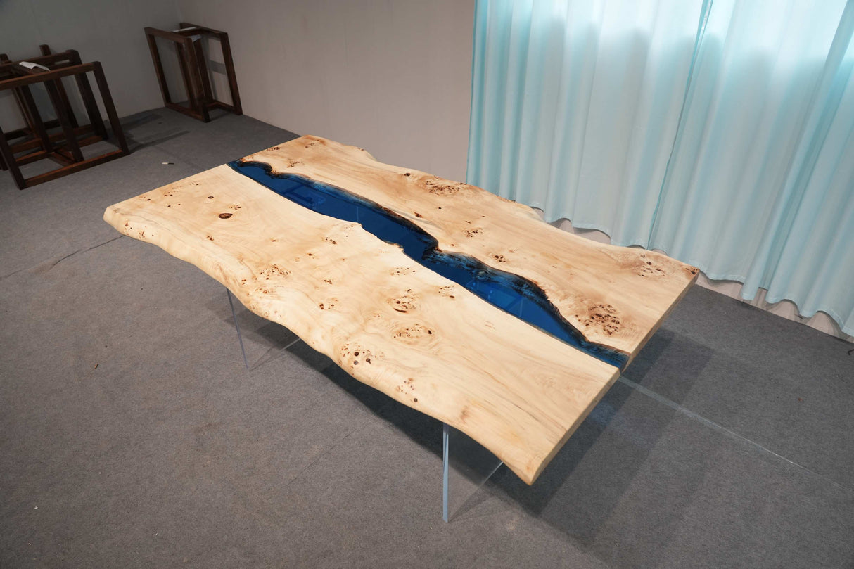 In Stock Poplar Blue Epoxy Resin Dining Table – 72" × 36"