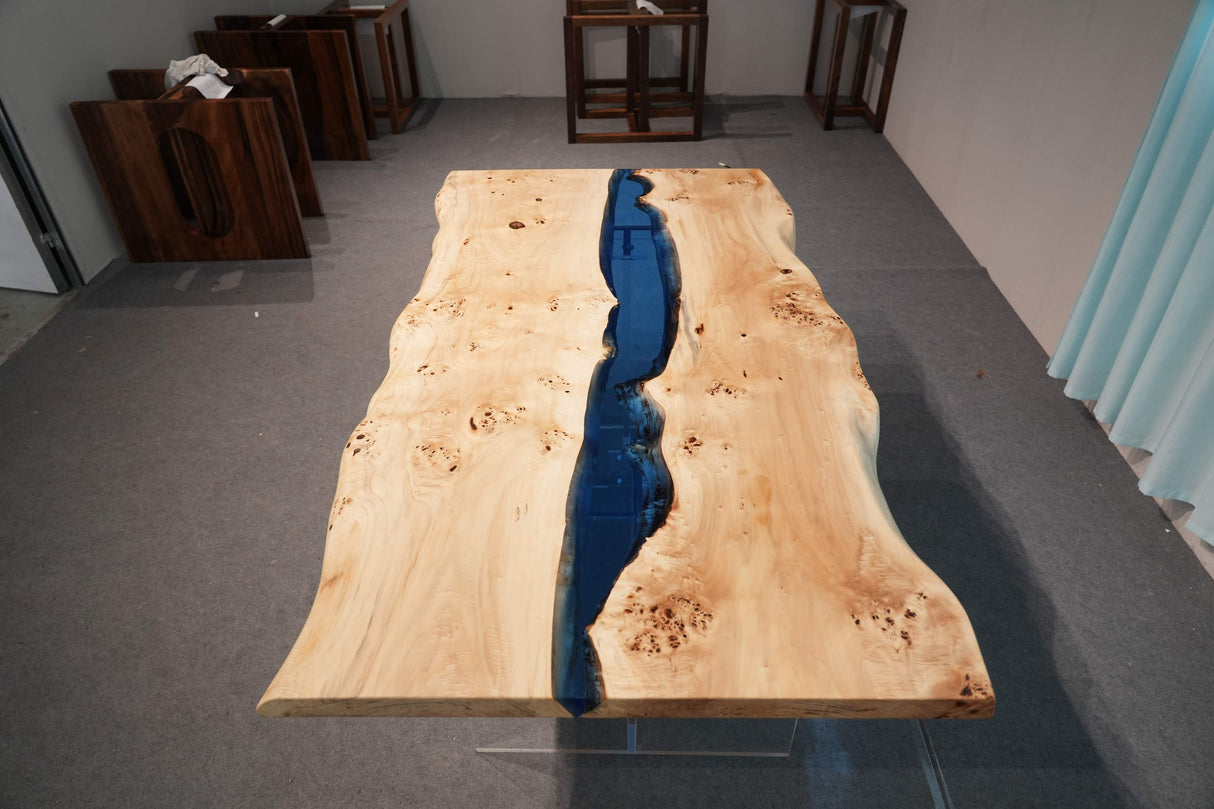 In Stock Poplar Blue Epoxy Resin Dining Table – 72" × 36"