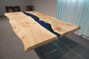 In Stock Poplar Blue Epoxy Resin Dining Table – 72" × 36"