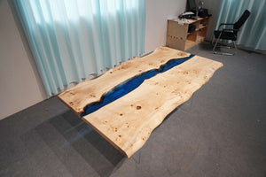 In Stock Poplar Blue Epoxy Resin Dining Table – 72" × 36"